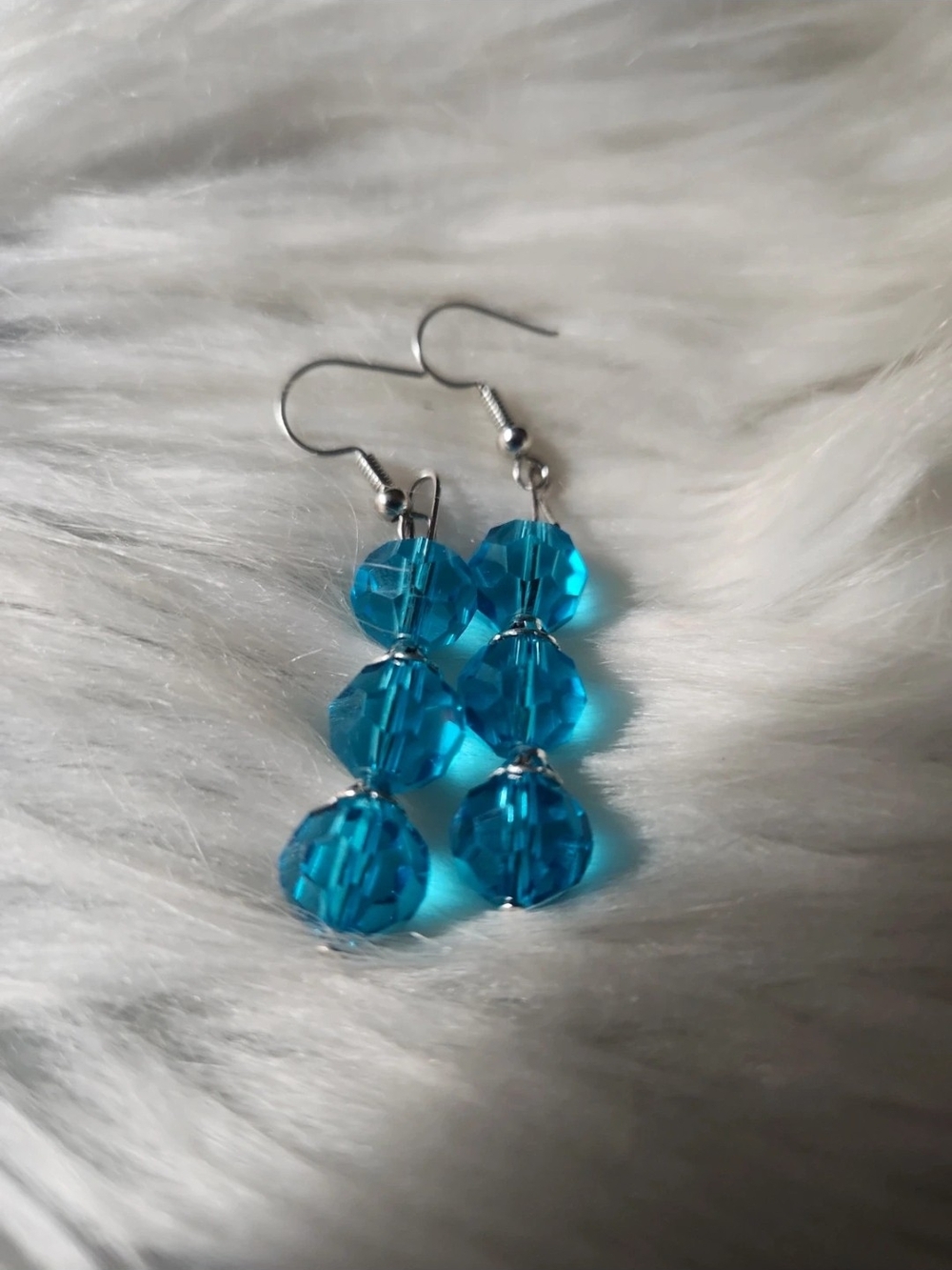 Bright Aqua Faceted Triple-Drop Earrings - Women Jewelry